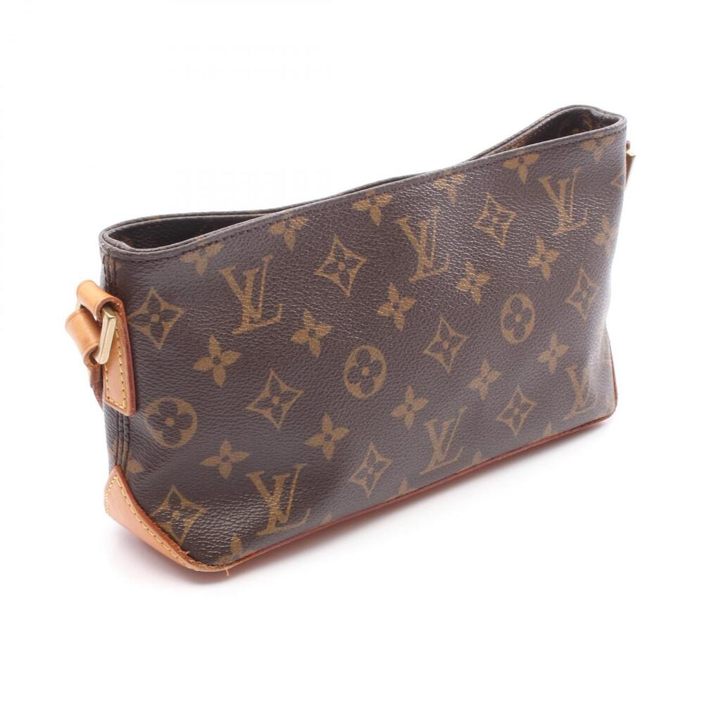 Louis Vuitton Monogram Bag Canvas Trotteur Brown Shoulder Leather